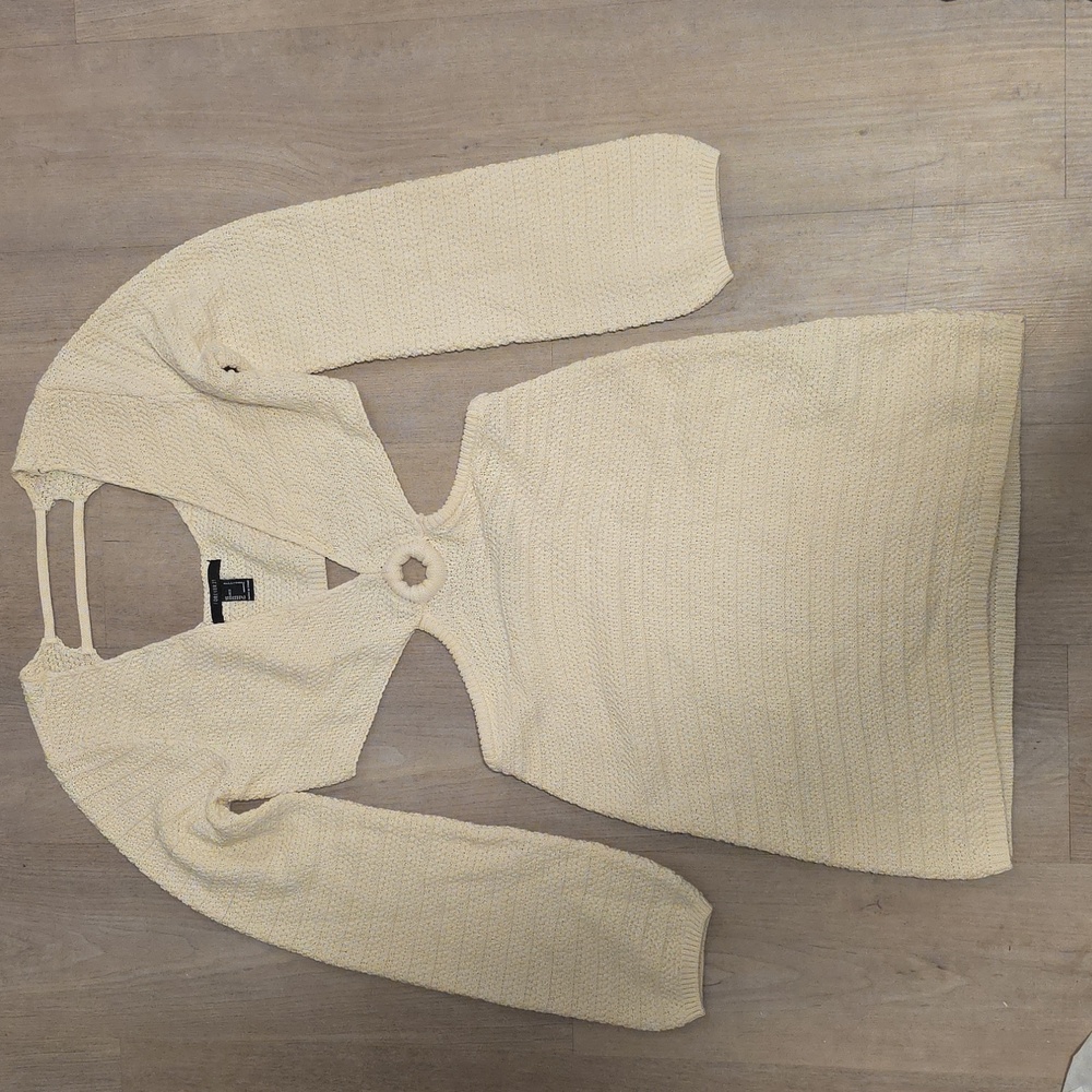 Forever 21 Textured Cream Knit Top